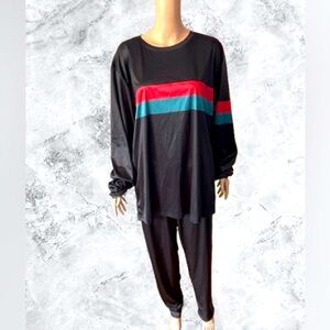 Red Black and Green Athletic Tracksuit with Minimalist Design size XXL